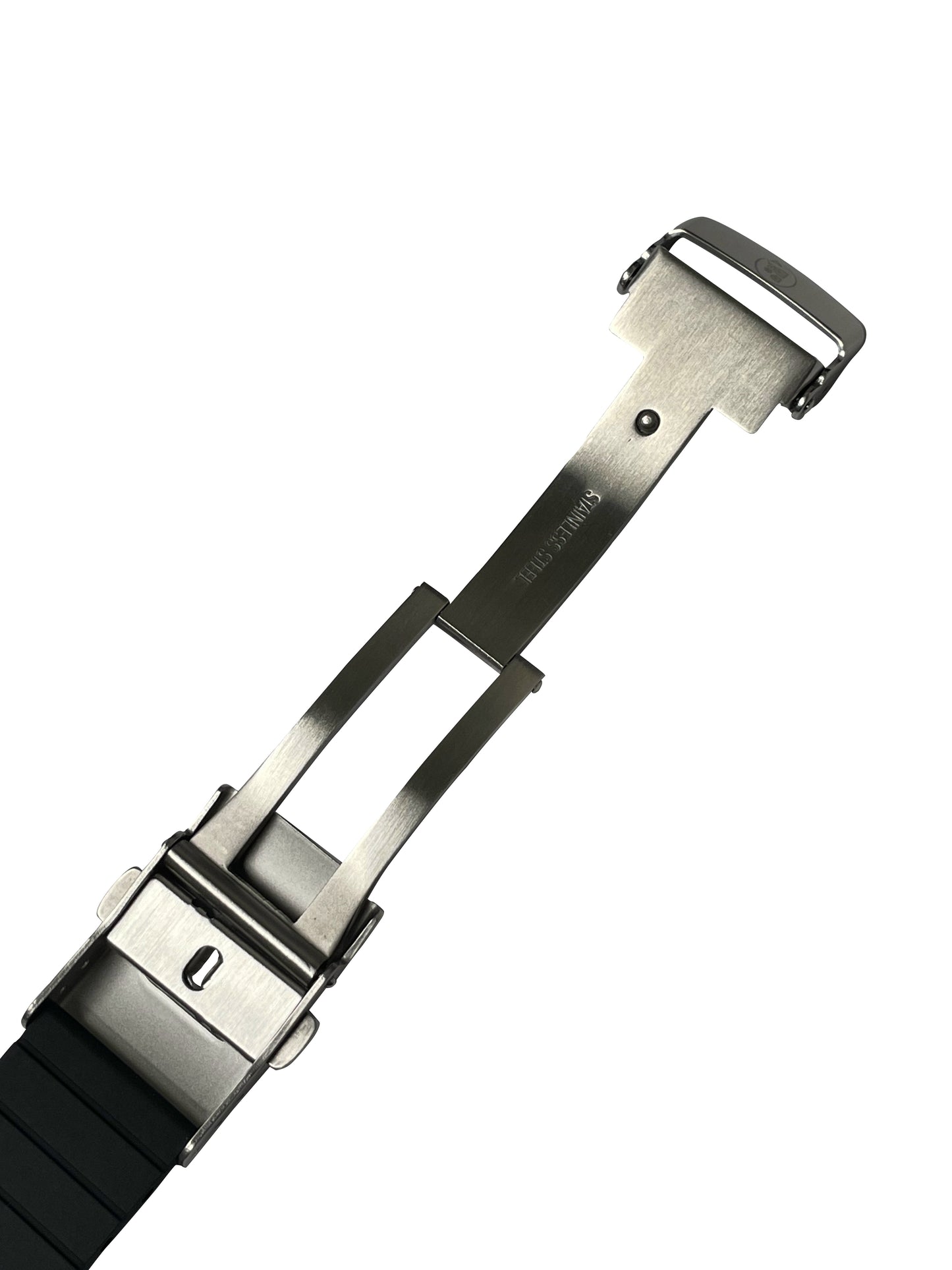 CTS FKM Rubber Strap-MDV106/107 Classic - Black w Polished Solid end Link- Steel Diver Buckle