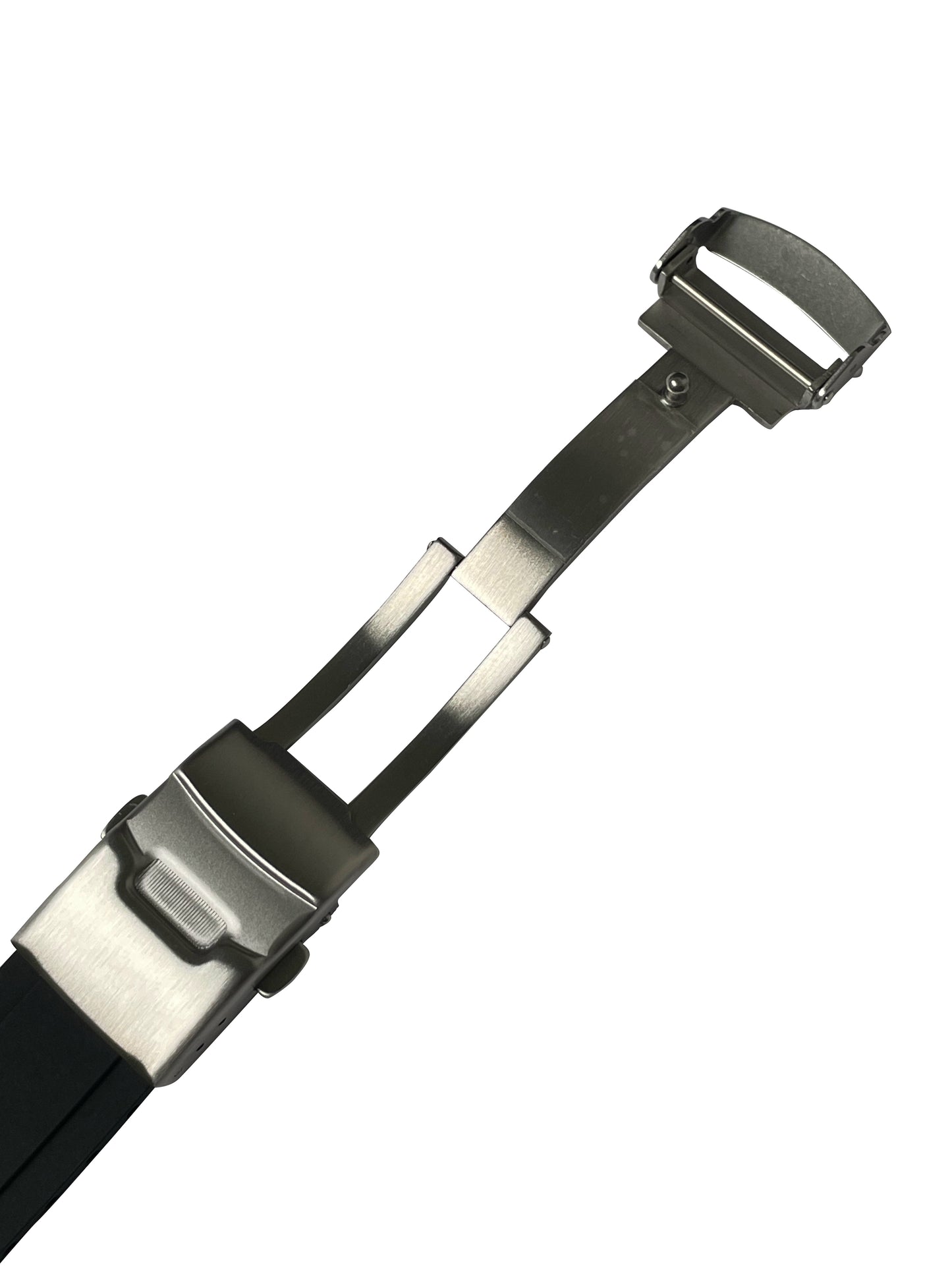 CTS FKM Rubber Strap-MDV106/107 Classic - Black w Polished Solid end Link- Steel Diver Buckle