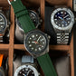 FKM Rubber Strap-MDV106/107 Classic - Green w Polished Solid end link - Steel Buckle