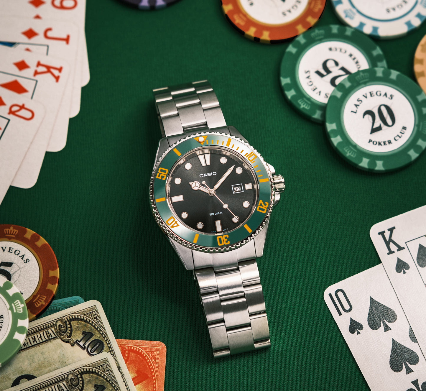 MDV106/107 Ceramic Bezel Insert: SUB Style Green/Gold